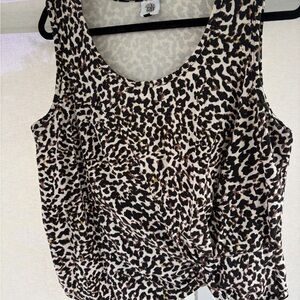 CAbi Knotty Top - Black and Brown Animal Print